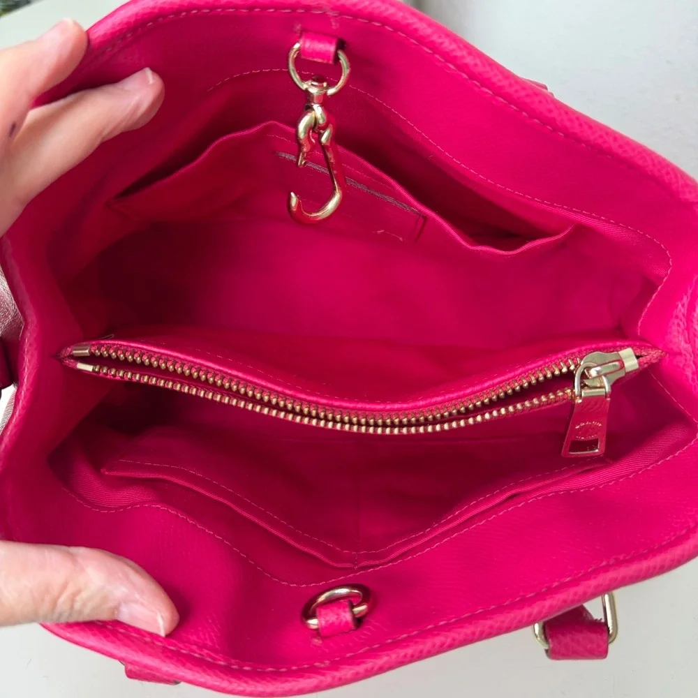 Coach Mini Margot Carryall Women Pink Crossgrain Leather Satchel Barbiecore AUTH
